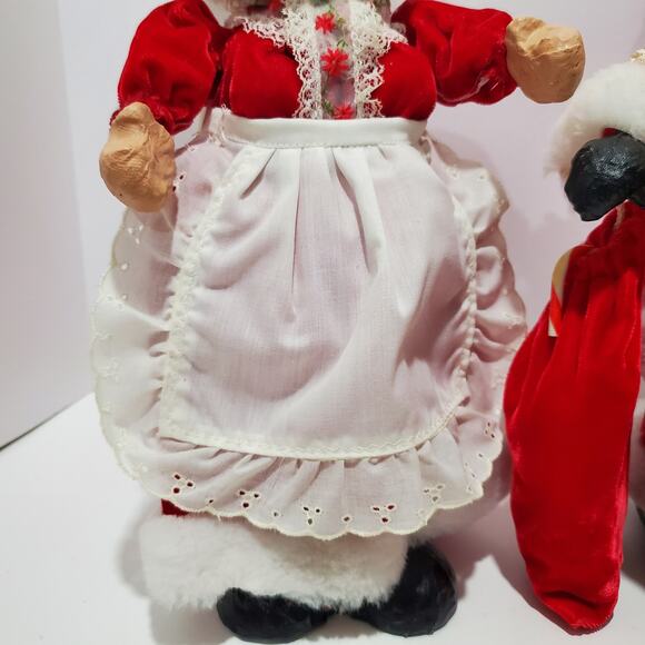 Vtg Santa & Mrs. Claus Paper Mache Christmas Décor 13" Tall Holiday - Picture 3 of 16